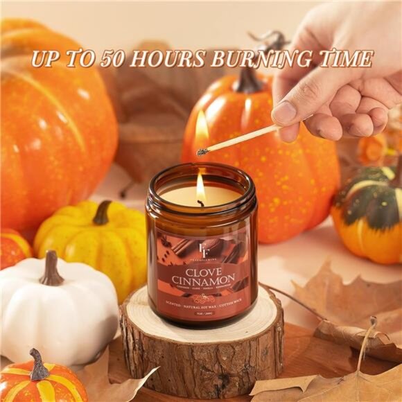 Fall Candle Set 4 Pack Scented Soy Wax Autumn Home Decor Pumpkin Cinnamon Vanill - Picture 4 of 7
